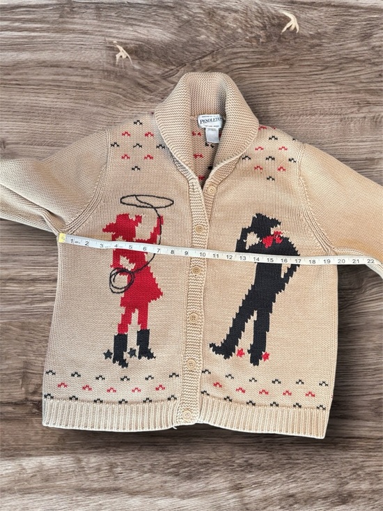 RARE Vintage Pendleton Knit Cardigan Cowgirl Cowboy Beige Red Black Western sz L - Picture 4 of 8